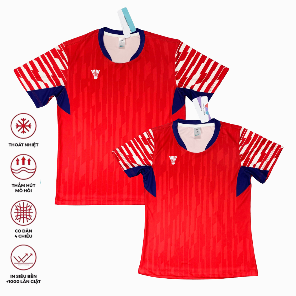 Áo Cầu Lông Sport Tuyển China Color Đỏ Draha, Áo Thi Đấu Vải Thông Thoáng, Mềm Mại, Thấm Mồ Hôi