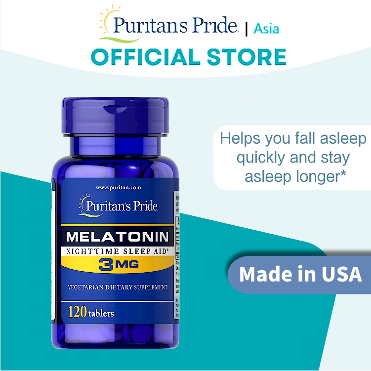 [Hàng Mỹ] Melatonin 3mg Puritan's Pride 120 viên Hỗ trợ dễ ngủ, thư giãn thần kinh