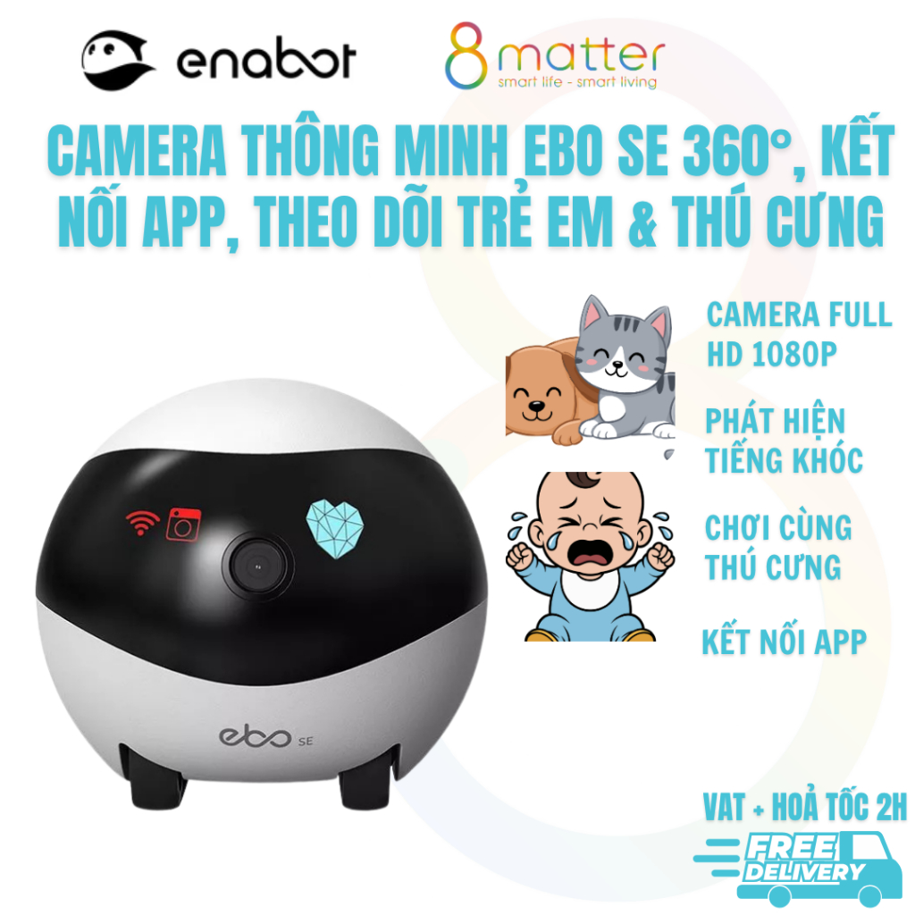 Robot Camera Thông Minh EBO SE Chính Hãng | Camera Di Động Đa Năng 360°, Kết Nối App Giám Sát Từ Xa 