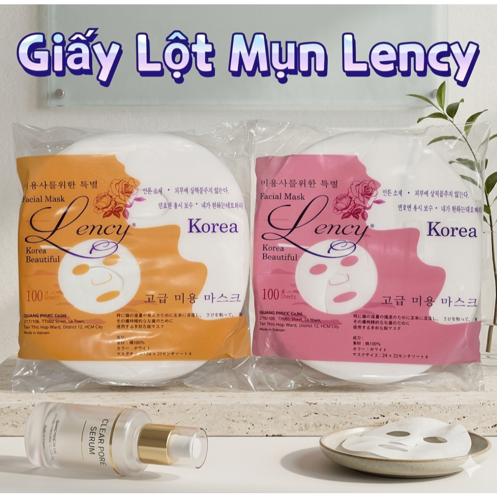 Mặt Nạ Giấy Lột Mụn Lency  Bịch 100 Miếng