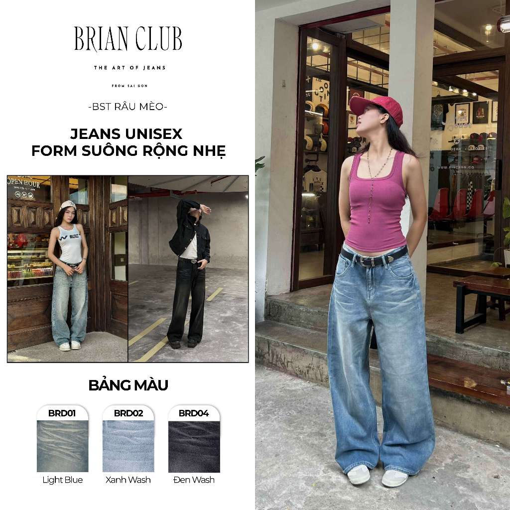 [DEAL MỞ BÁN] BRIAN JEANS COLLECTION-BỘ SIÊU TẬP QUẦN JEANS FORM SUÔNG HỌA TIẾT RÂU MÈO 3D BRIAN CLU