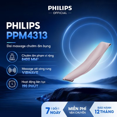 Đai Massage Chườm Ấm Bụng PHILIPS 4313-Massage sóng rung và chườm ấm 2 trong 1
