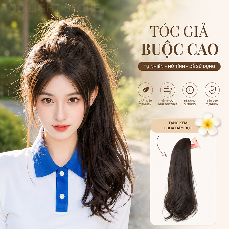 Tóc kẹp ngoạm đuôi ngựa xoăn layer 45cm, 55cm - Tóc ngoặm layer đuôi ngựa dài - 43
