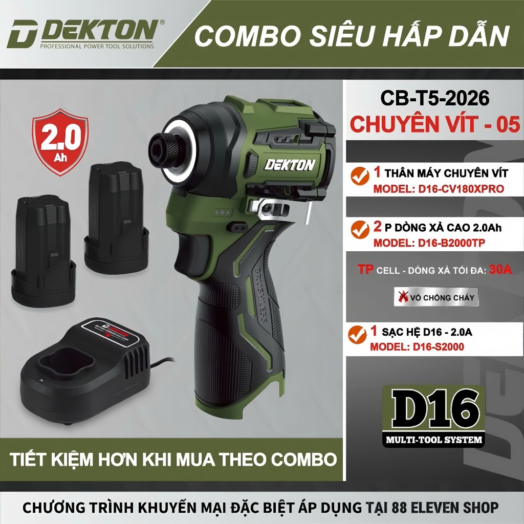 Combo Máy Chuyên Vít 16V Dekton D16-CV180XPRO