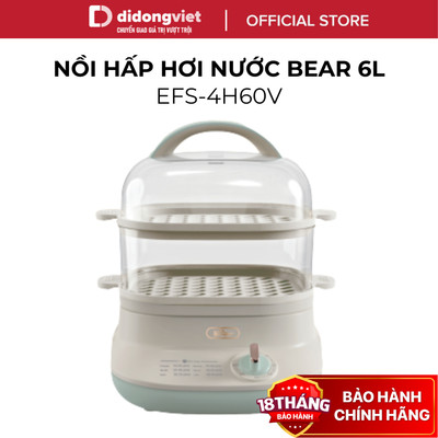 Nồi Hấp Điện 2 Tầng Bear 6L DZG-C60Q8 (EFS-4H60V) - 650W, Đa Năng, Hẹn Giờ - Hàng Chính Hãng