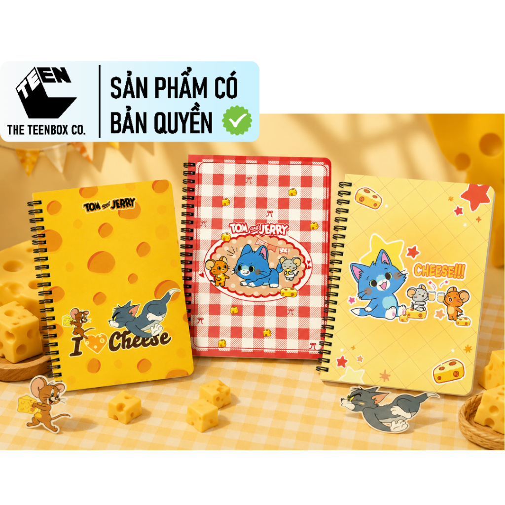 Sổ Lò Xo A5 Tom & Jerry Chính Hãng | Notebook Anime 120 Trang Giấy Dày 80gsm, Phân phối bởi Teenbox