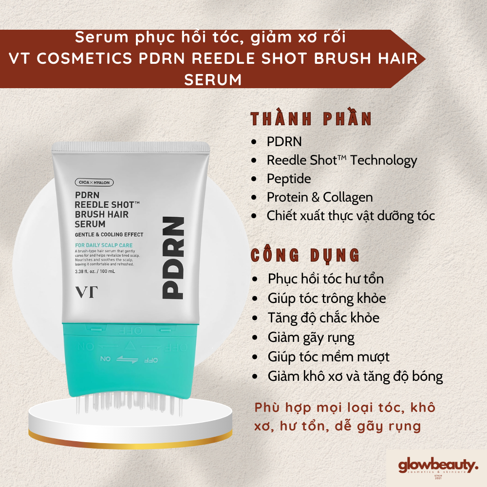 Serum Tóc VT Cosmetics PDRN Reedle Shot Brush Hair Serum 100ml – Phục Hồi Tóc & Giảm Xơ Rối