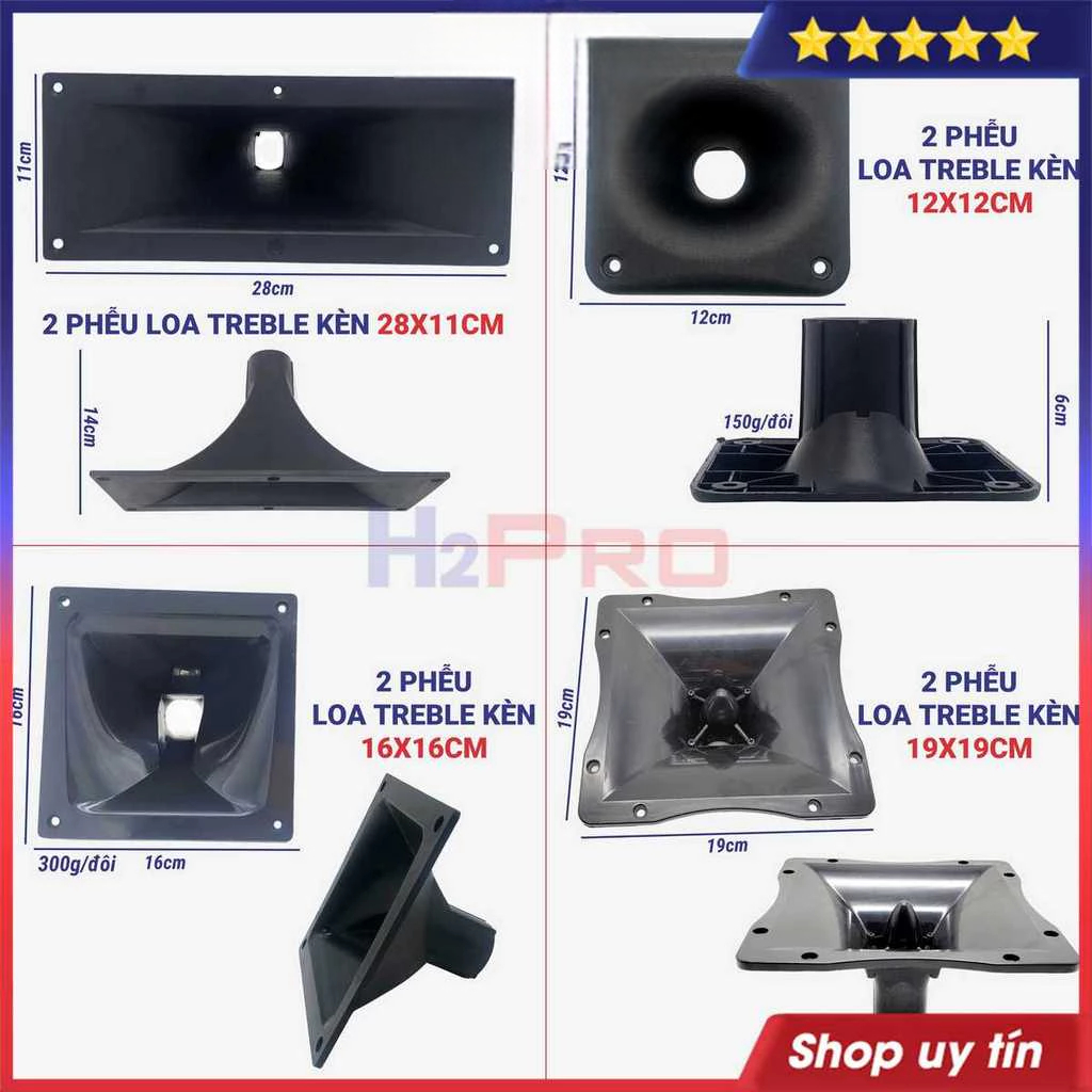 [Top Value] 2 Phễu Loa Treble Kèn 250, 350, 450, 550 Cao Cấp ( Giá 2 Cái ), Nhựa Dàn Dặn - H2Pro Tec