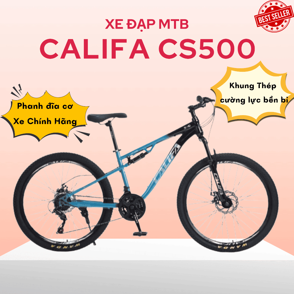 Xe Đạp Địa Hình Califa CS500 - Xe MTB Khung Thép Cường Lực Bền Bỉ, Chính Hãng