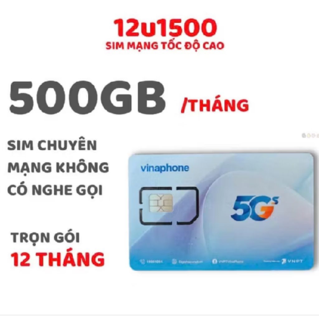 Sim 4Gtrọn gói 1 năm không nạp tiền U1500 - 12TD49 - 12BIG50Y - SODA