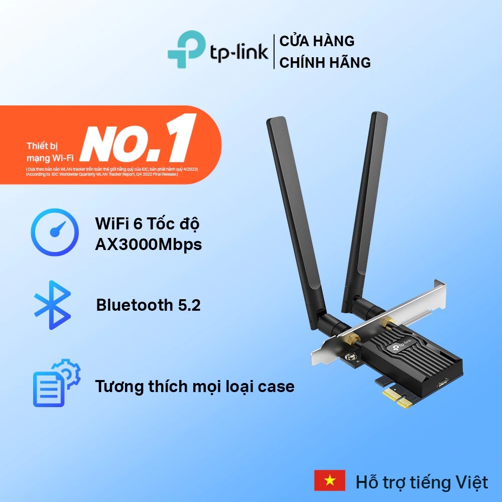 Bộ Chuyển Đổi Card WiFi PCIe TPLink Archer TX55E Bluetooth 5.2 WiFi 6 AX3000 - Bộ thu sóng WiFi PCIe