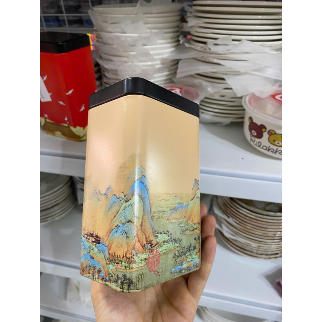 Hộp chè Vỏ Hộp đựng trà bằng thiếc 200g ( đựng chè) kt: 7cmx10cmx17cm