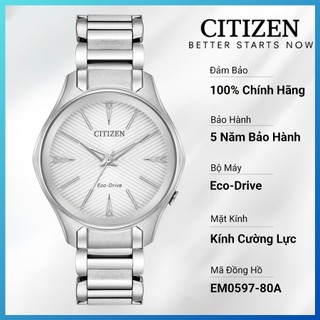 Đồng hồ nữ citizen eco-drive dây thép không gỉ em0597-80a - mặt trắng