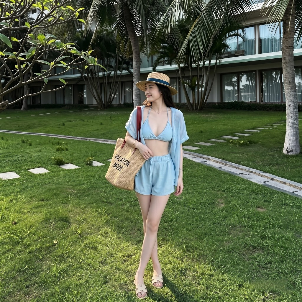 Set Đồ Đi Biển Nữ 3 Món Áo Khoác Mỏng Mix Áo 2 Dây CÓ MÚT NGỰC Phối Quần Short – Set Bikini Kín Đáo Đi Biển Sang Chảnh | BigBuy360 - bigbuy360.vn