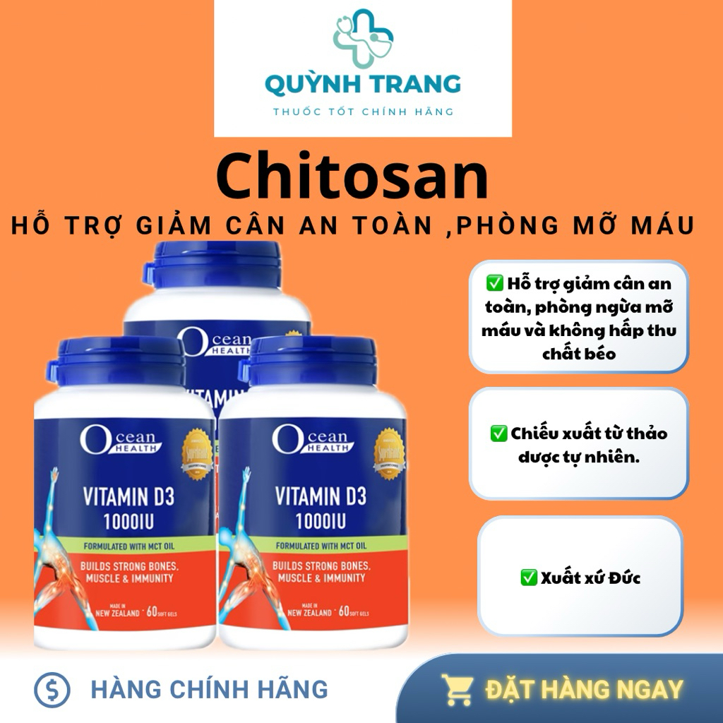 Ocean health vitamin D3 1000 IU , hỗ trợ tăng cường vitamin D3 giúp xương răng chắc khỏe