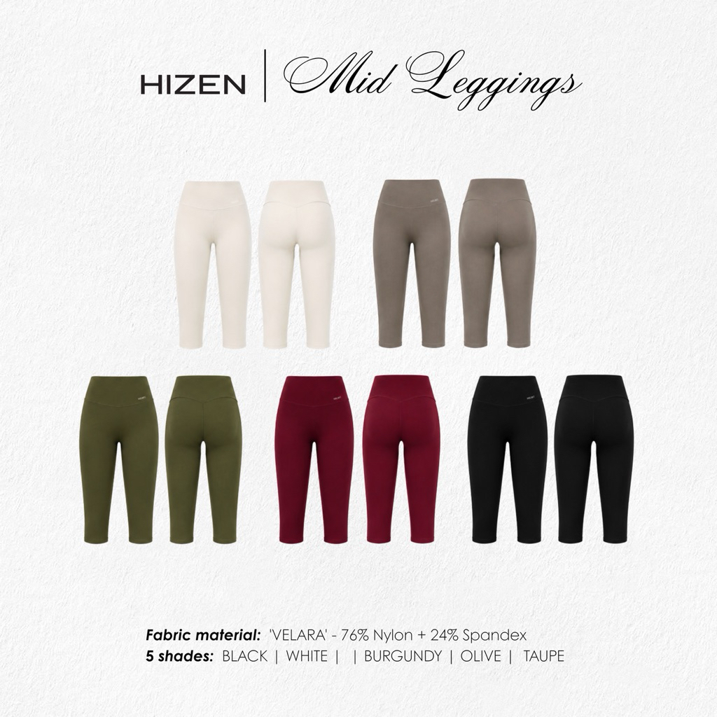 HIZEN | Quần Legging Lửng Nữ Ống Ôm Tôn Dáng, Tập Gym Yoga | MID LEGGING