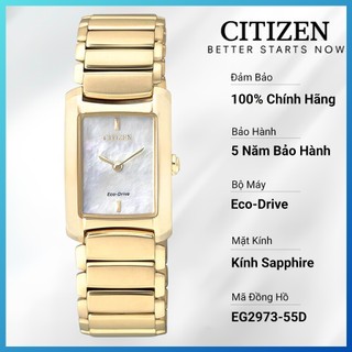Đồng hồ nữ citizen eco-drive dây thép không gỉ eg2973-55d - mặt xà cừ