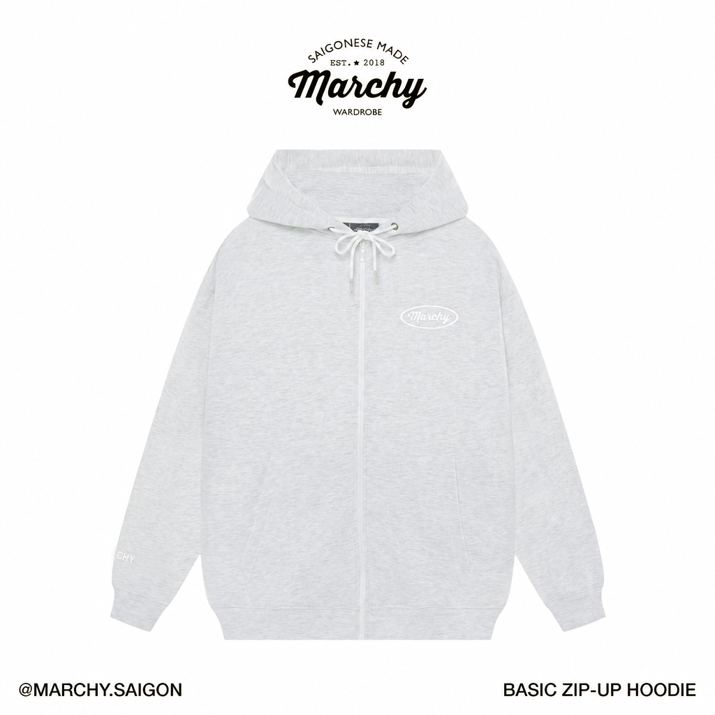 MARCHY - Basic Zip-up Hoodie - Áo khoác dây kéo