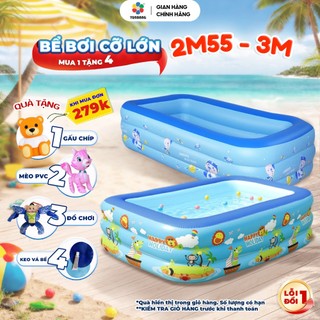Bể bơi trẻ em 3 tầng phao bơi cho bé kích thước 2M55-3M, Bể bơi gia đình chất liệu PVC cao cấp