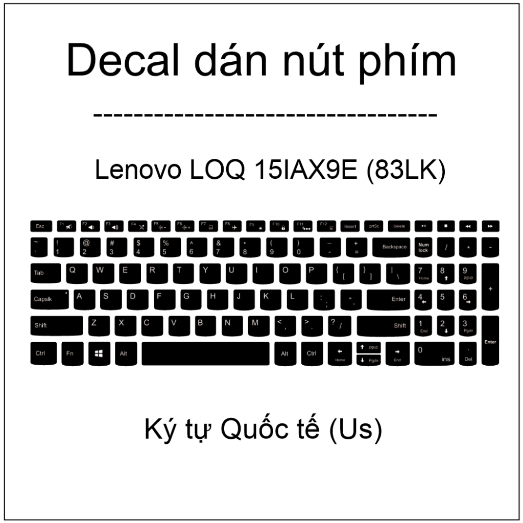Decal dán nút phím cho máy Lenovo LOQ 15IAX9E  - 83LK