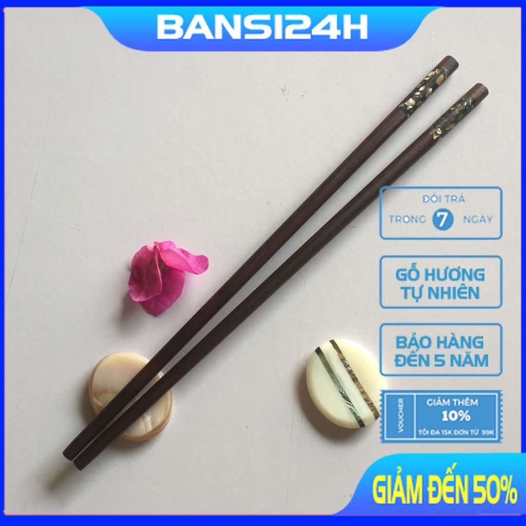 Đũa gỗ trắc đỏ cẩn bào ngư - 10 Đôi