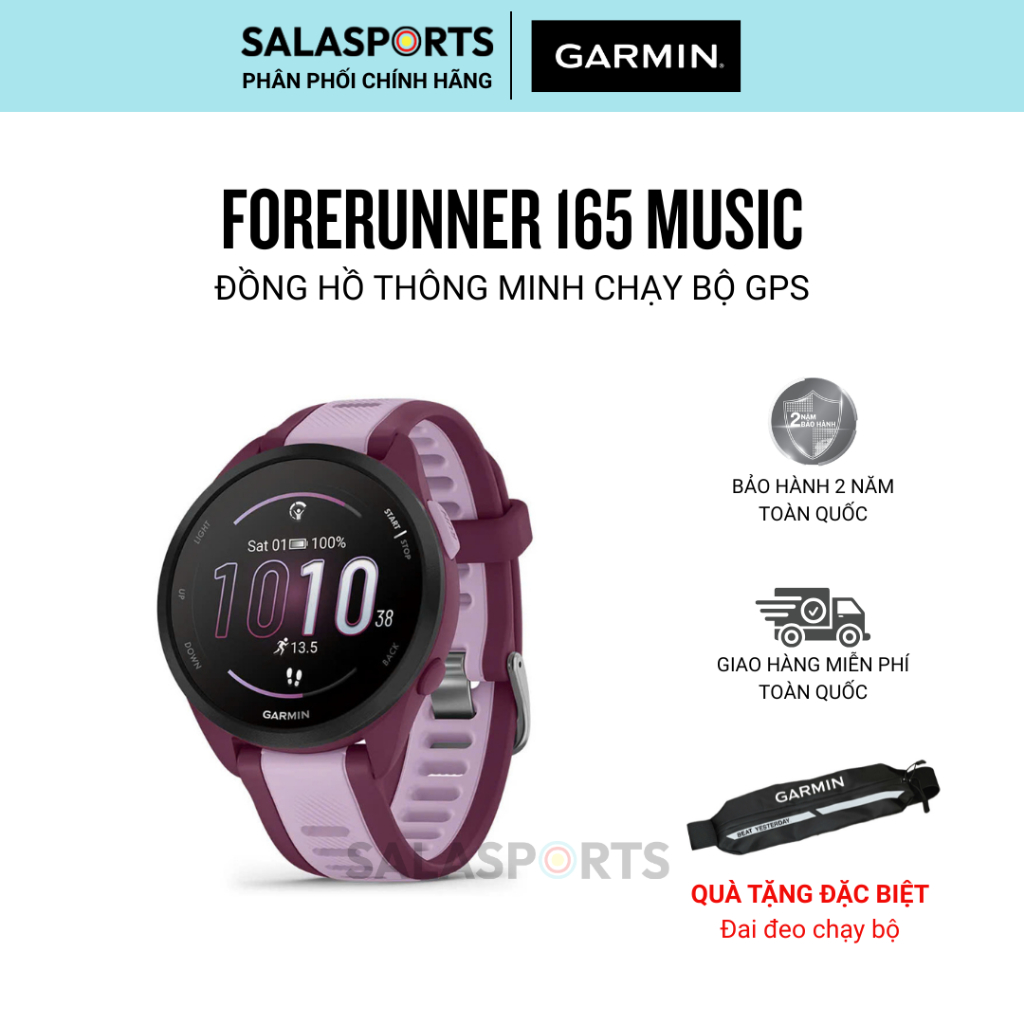 Đồng Hồ Thông Minh Garmin Forerunner 165 Music/Non Music GPS, Chạy Bộ Thể Thao- Hàng Chính Hãng