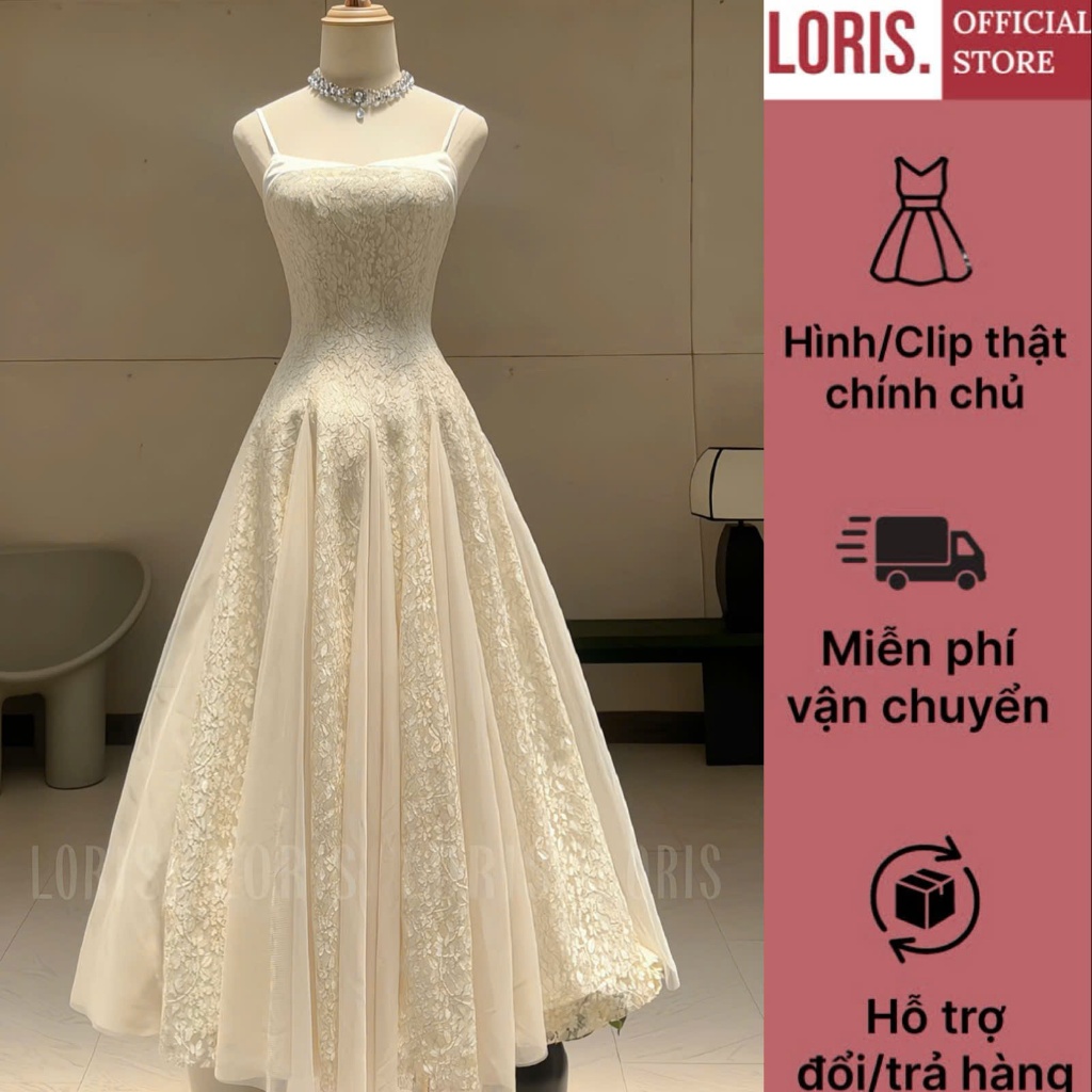 LORIS - Lamie Dress, Đầm đi tiệc 2 dây dáng dài xoè