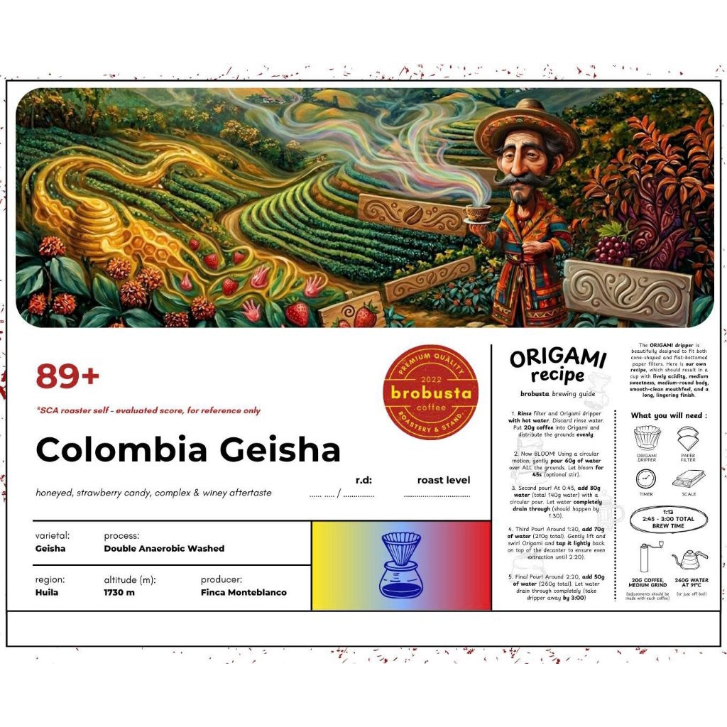 [200gr] Cà phê Specialty Arabica Colombia Geisha, gói nguyên hạt pha espresso, pour-over, aeropress