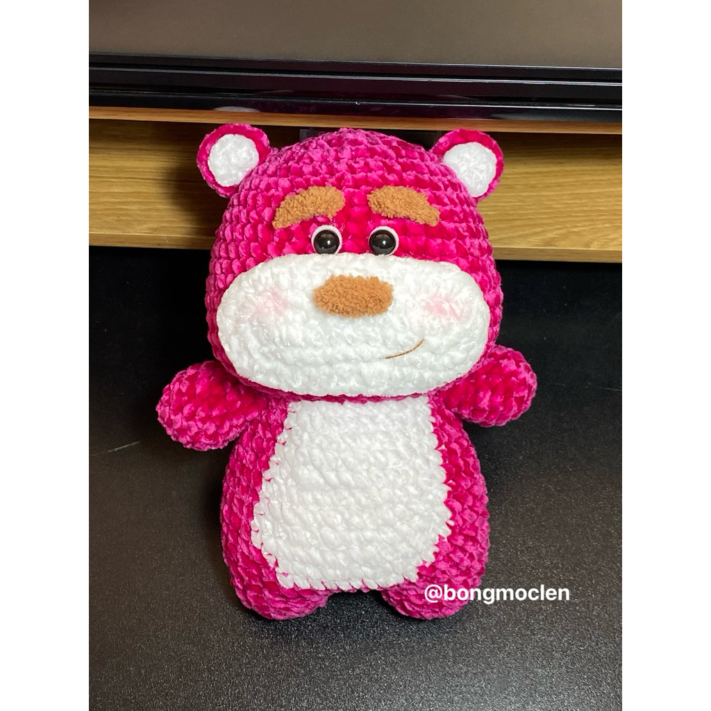 Gấu dâu lotso bằng len, Móc len gấu dâu Lotso, Gấu dâu Lotso handmade
