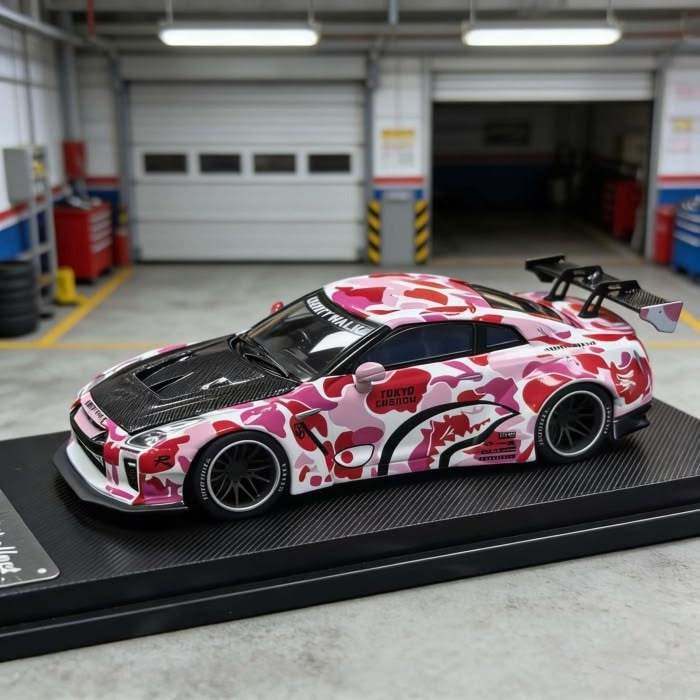 Xe mô hình Mymodelcollect Nissan GTR R35 Liberty Walk LBWK Bape 1/64