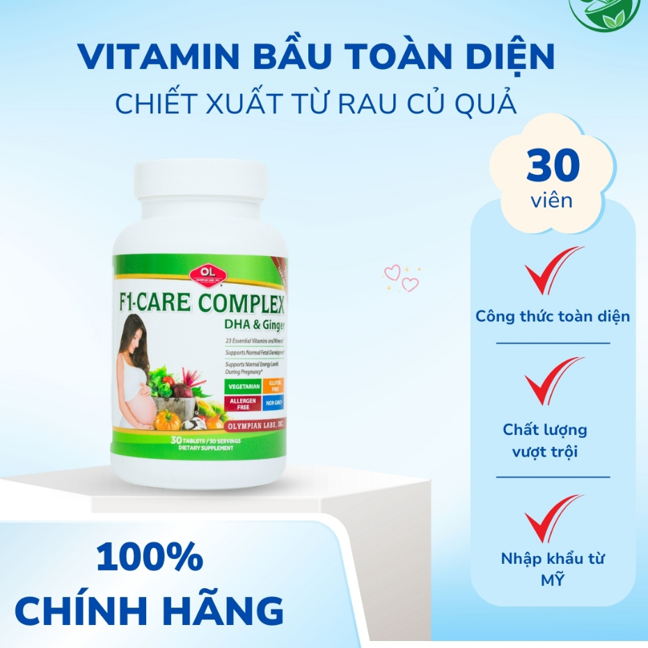 [NHẬP KHẨU] Vitamin bầu tổng hợp hỗ trợ giảm nghén F1-Care Complex Olympian Labs 30 viên - NT MIPHAR
