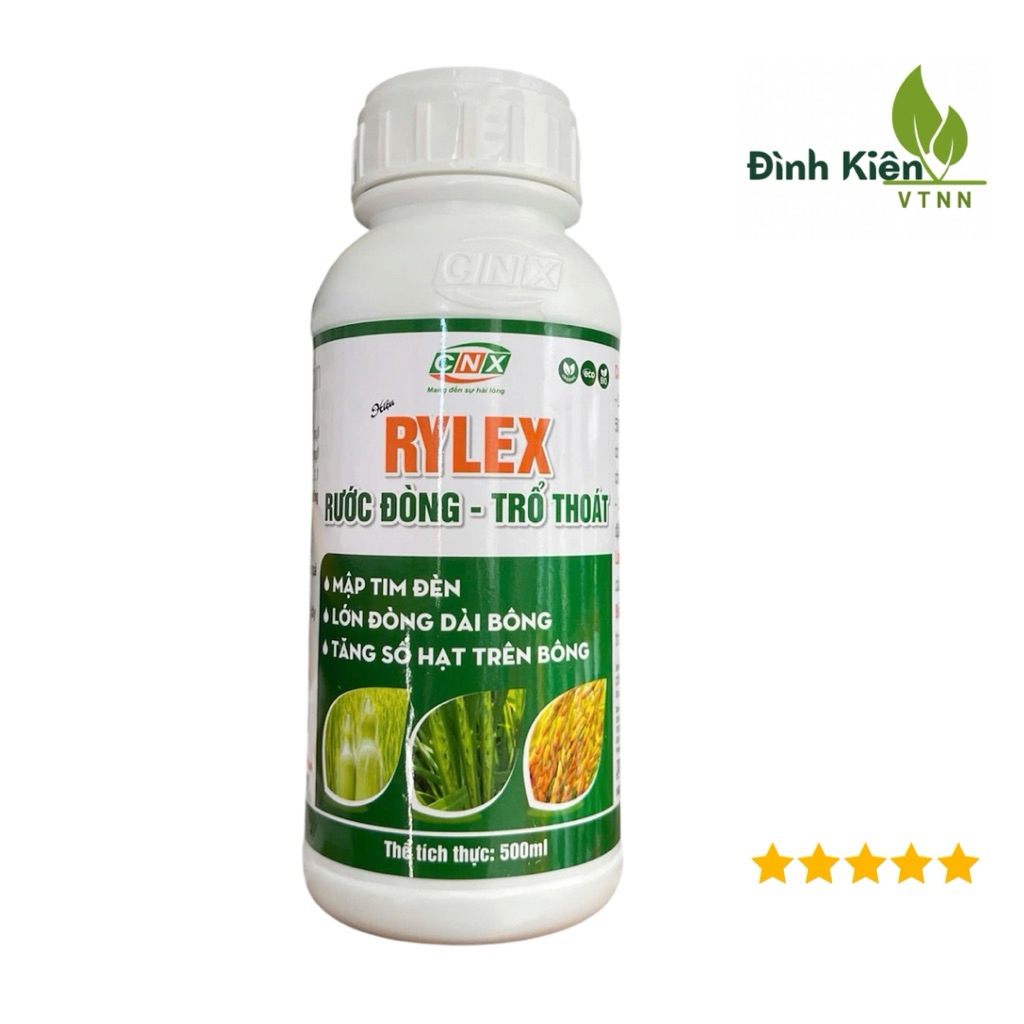 Phân bón RYLEX - RƯỚC ĐÒNG TRỔ THOÁT. Mập tim đèn, lớn đòng, dài bông, tăng số hạt trên bông (500ml)