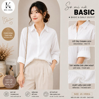 Áo sơ mi bigsize nữ, màu basic đơn giản thanh lịch thời thượng, vải mềm mát