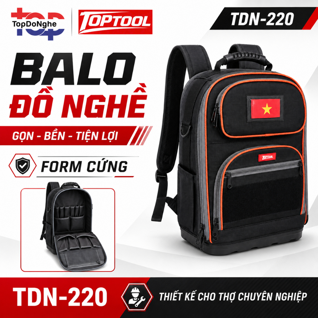 Balo đồ nghề TDN-220 EASEMAN cao cấp Balo đựng đồ nghề cơ khí sửa chữa điện nước, camera đế nhựa chố