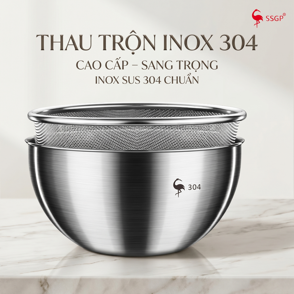 Thau Trộn Frankfurt Inox 304 SSGP - Thau inox 304 chậu rổ, thau, thau inox Thau rổ Thau inox nhỏ xô