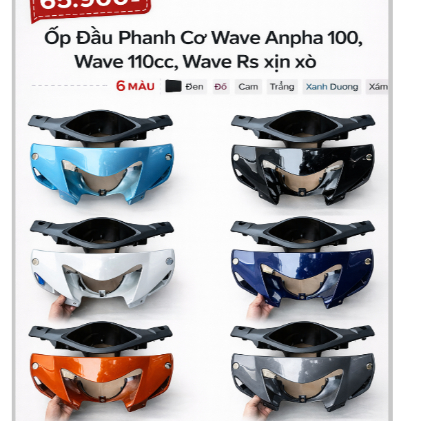 Ốp đầu wave 110 phanh cơ-phanh đĩa nhựa ABS chuẩn cao cấp dành cho Wave w100- 110 ( 2006-2024)