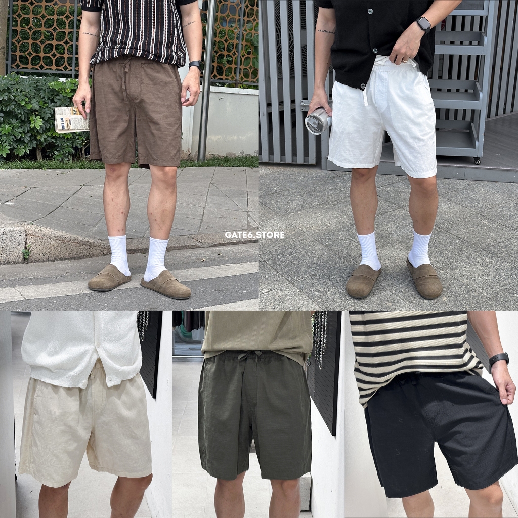 Quần Short Đũi Nam KAF, quần sooc linen xước cạp chun 326 - GATE6 - 5604
