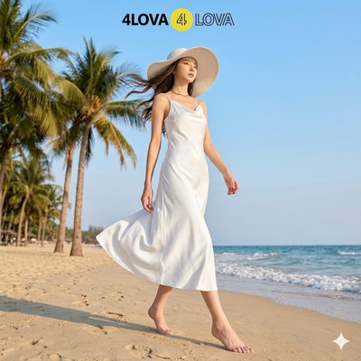 Váy Lụa 2 Dây Cổ Đổ Dáng Dài 4LOVA Đầm Lụa Dáng Dài, Có Tăng Đơ Điều Chỉnh, Chất Lụa Satin Nhung Cao Cấp - Váy Bluebell