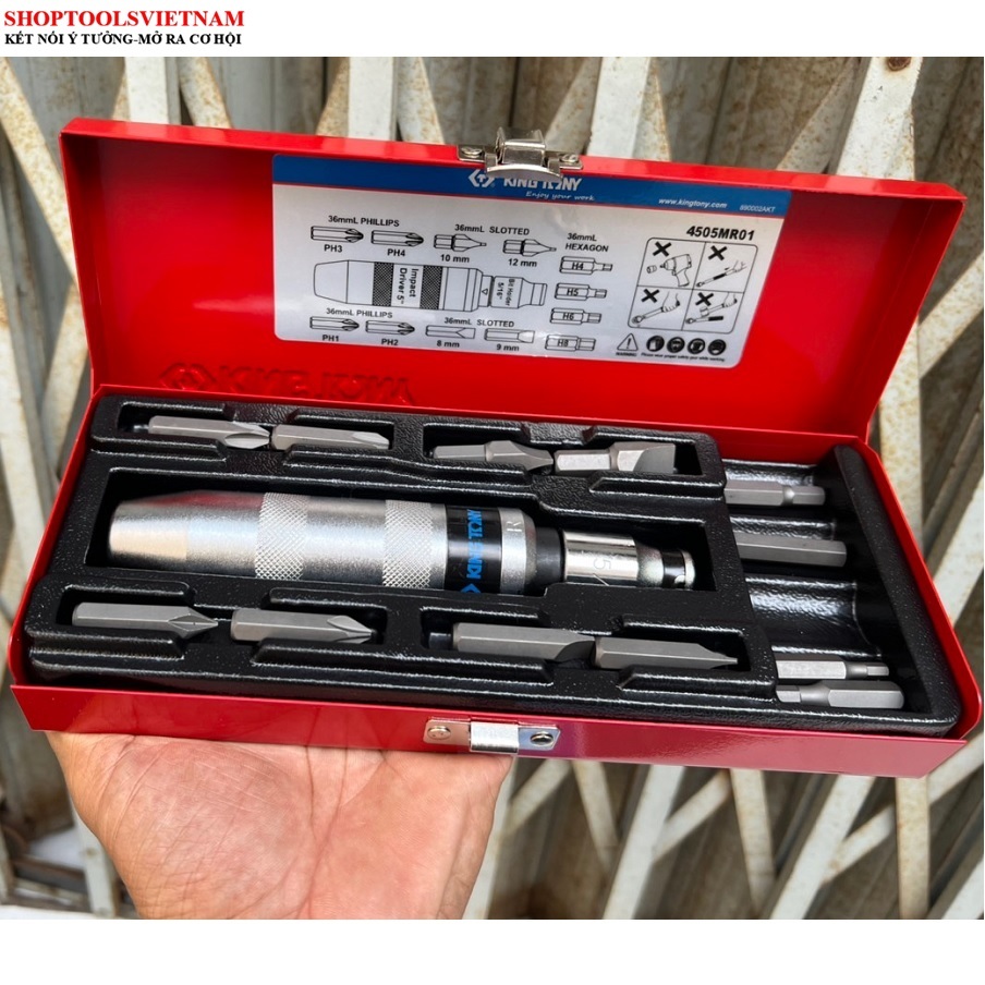 Bộ mũi vít đóng cao cấp siêu bền 13 chi tiết hệ mét Kingtony 4505MR01