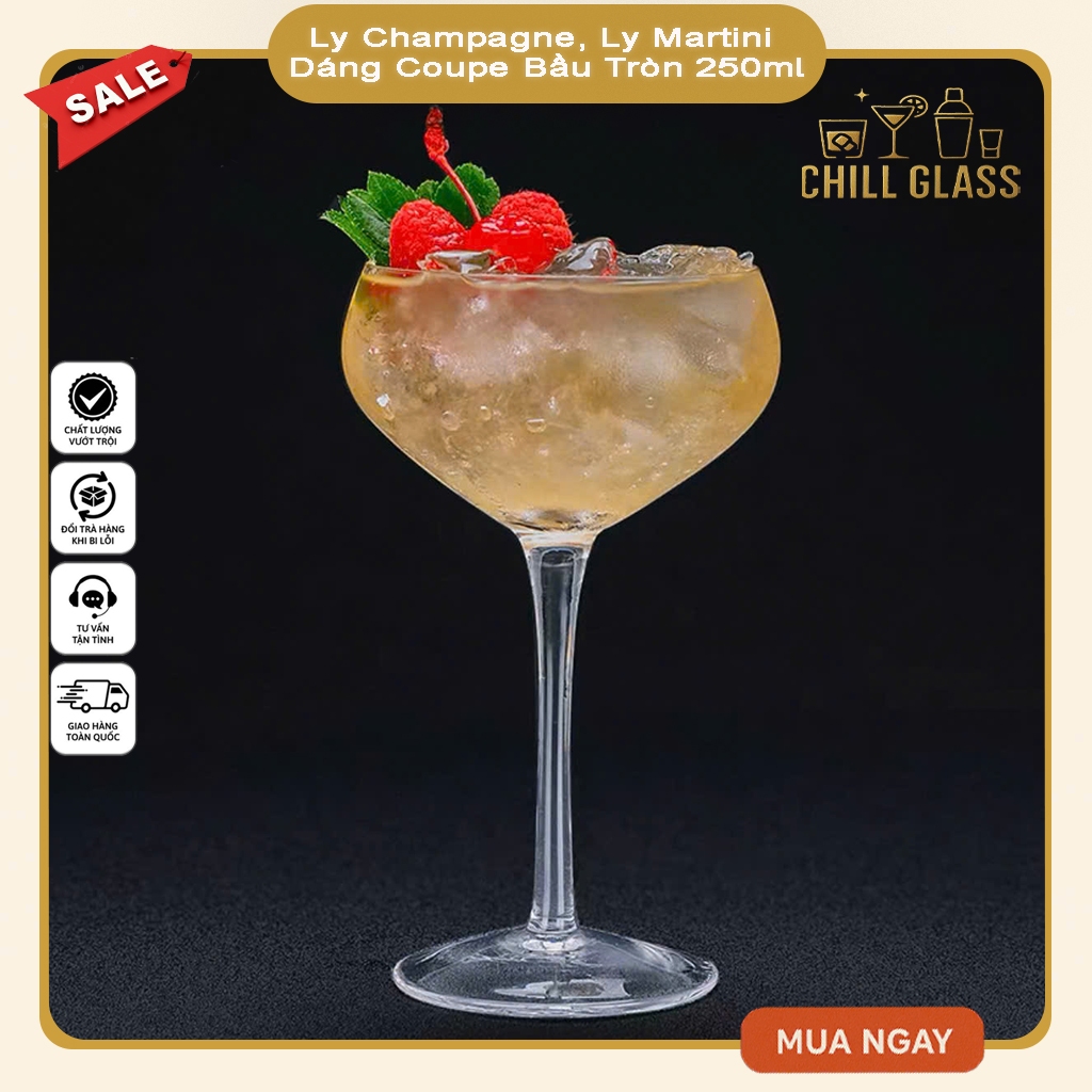 Ly Champagne, Ly Martini Dáng Coupe Bầu Tròn 250ml - Classic Champagne Coupe