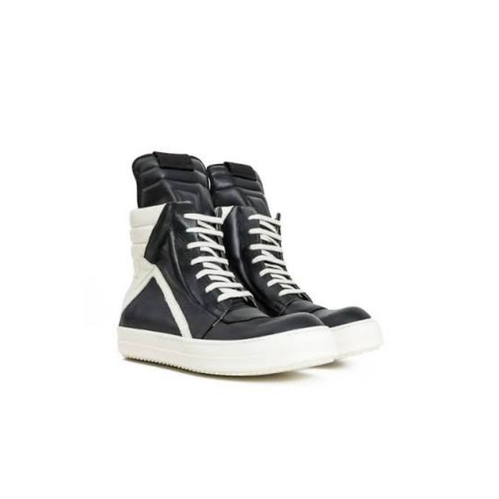 Giày kiểu Rick Owens Mega Bumper Geobasket màu đen và trắng