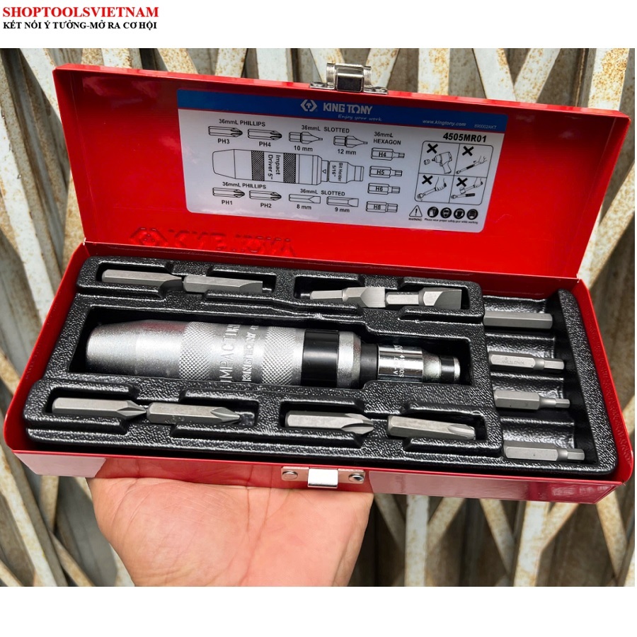 4505MR01-Bộ mũi vít đóng 13 chi tiết hệ mét Kingtony