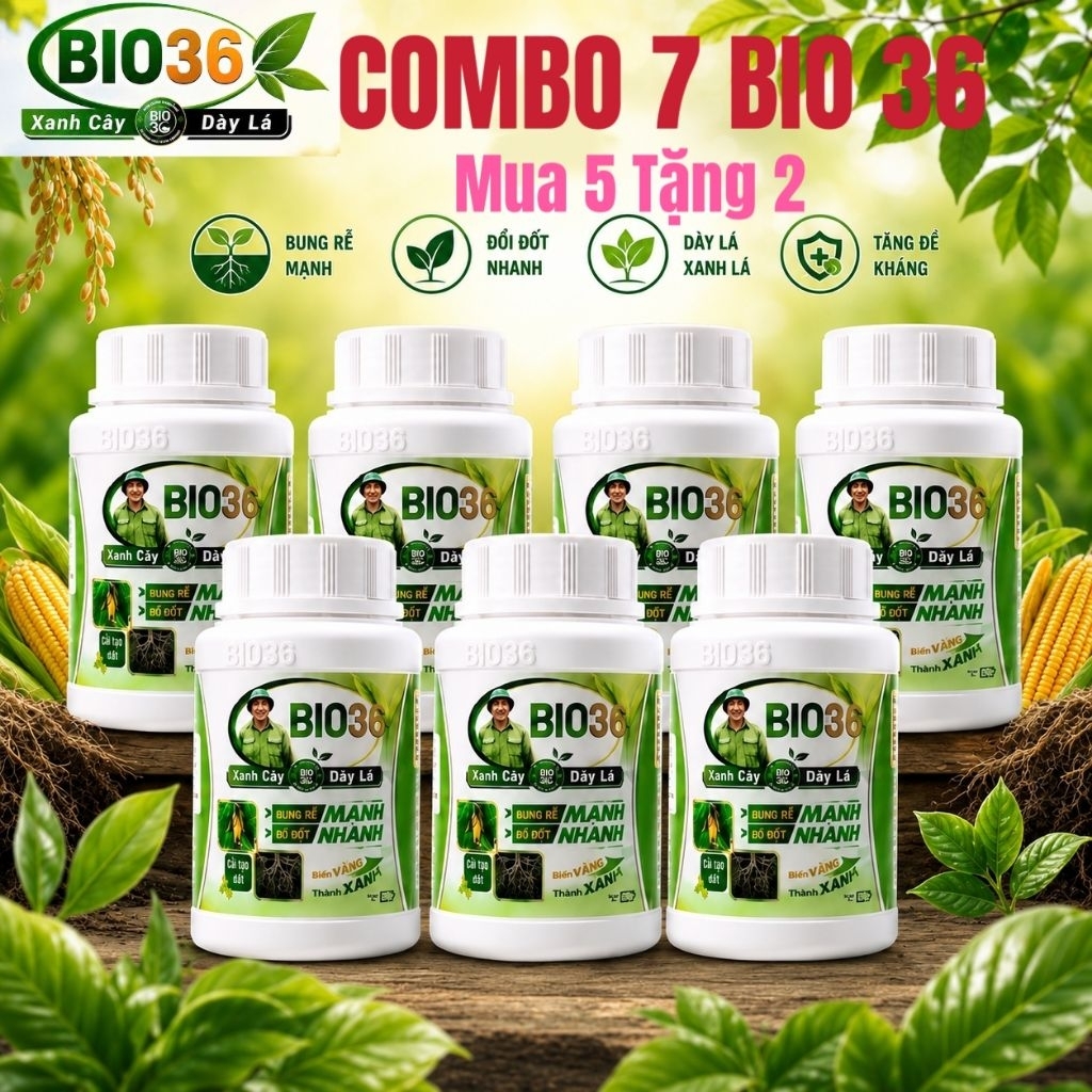 Combo 7 hũ bio 36 (5 tặng 2) kích rễ mạnh, đi đọt nhanh, bio 36 hũ 500, bio 36 chính hãng