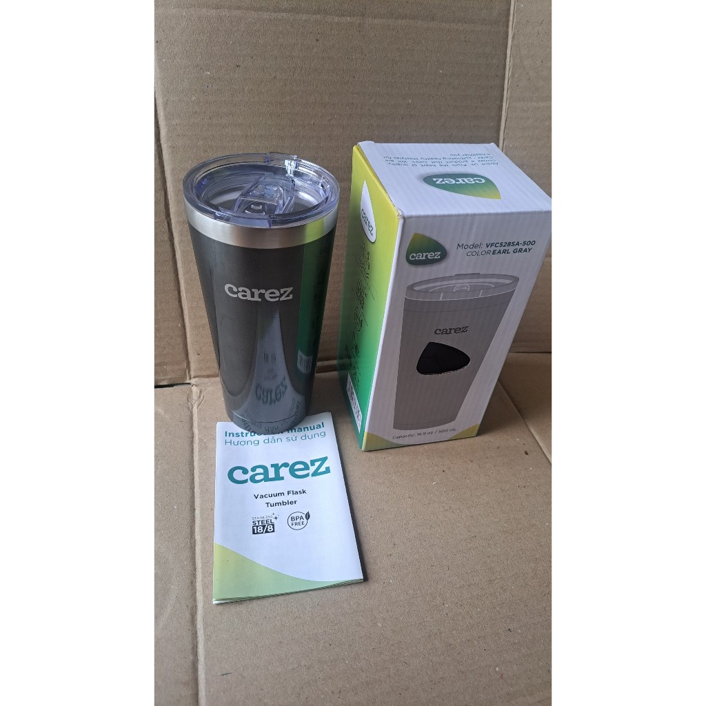 Ly giữ nhiệt Carez 500ml có thể cắm ống hút