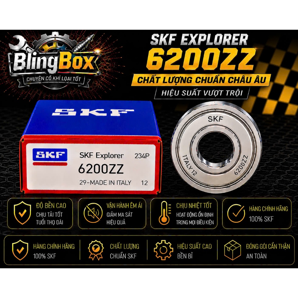 Có xuất Vat - Vòng bi Bạc Đạn SKF 6200 6201 6202 6203 6204 6205 6206 6207 6208 6209 6210 Xịn Thuỵ Đi