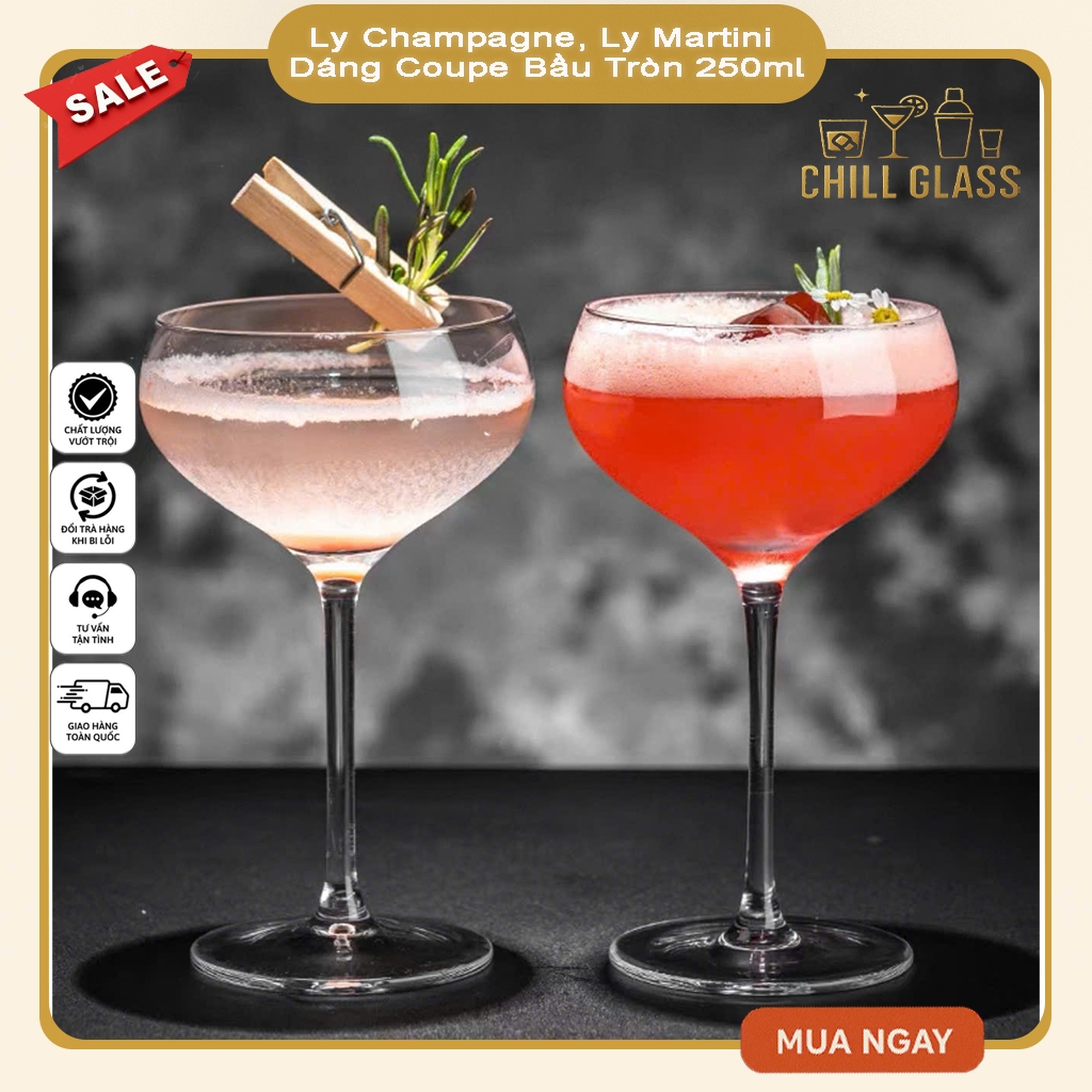 Ly Cocktail Coupe Thủy Tinh Cao Cấp 250ml - Elegant Coupe Cocktail Glass