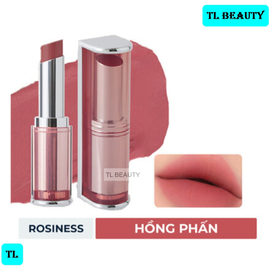 3CE Blur Matte Lipstick #Rosiness - Son thỏi 3CE Hàn Quốc Màu Hồng Phấn Thiết Kế Nửa Tròn Nửa Vuông