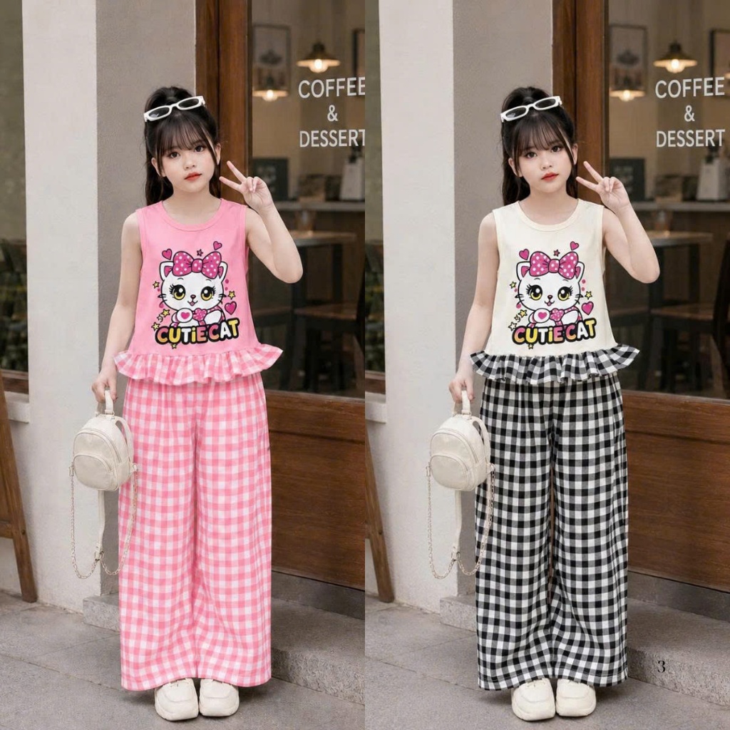 [14-44kg] Set bộ 3 lỗ trẻ em, bộ áo 3 lỗ quần dài dành cho bé gái chất liệu dẹp mẫu mới mã BỘ 3 LỖ