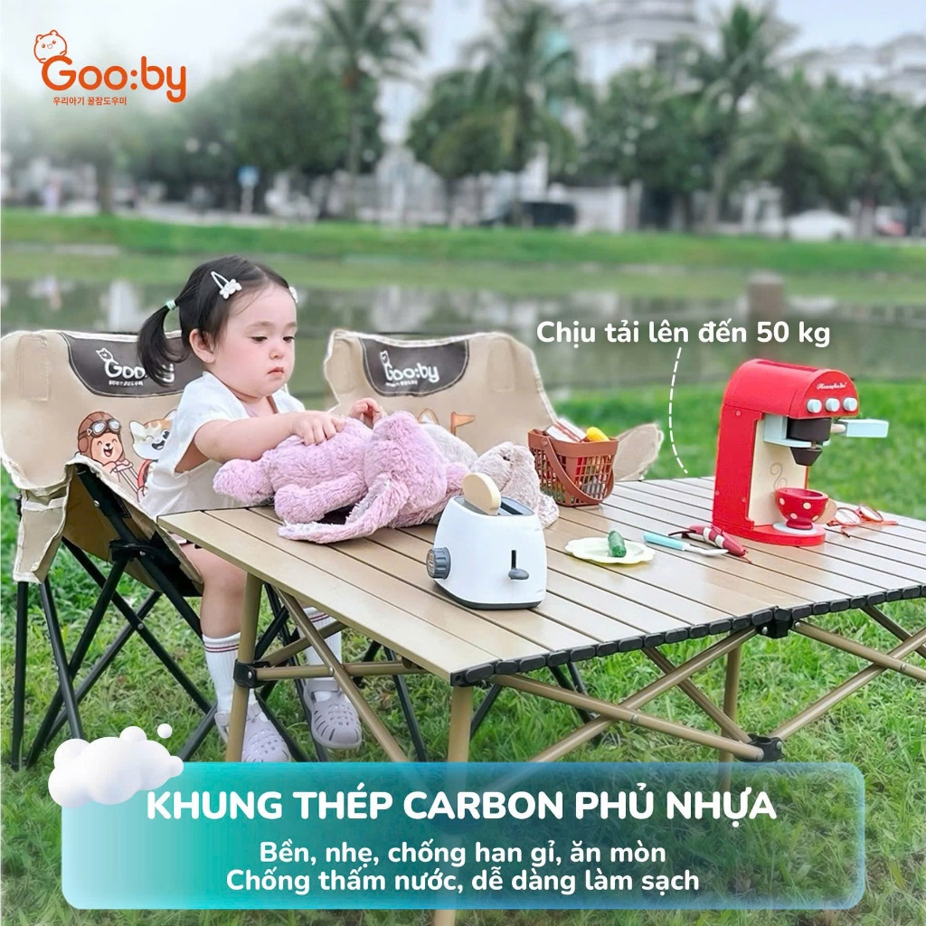 Bộ bàn Camping kèm 2 ghế gấp gọn Camping Gooby