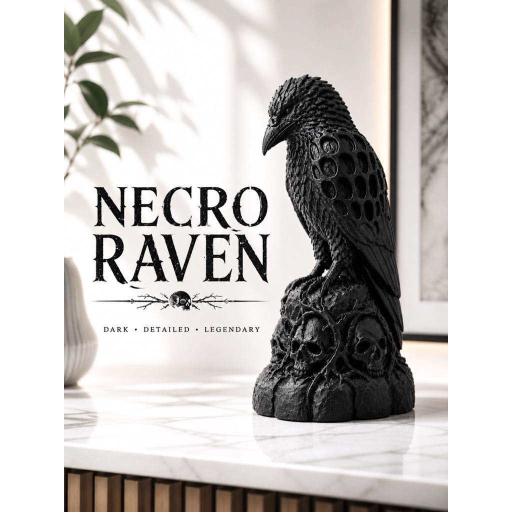 Tượng Quạ Raven Decor In 3D – Tượng Gothic Đầu Lâu Trang Trí Bàn Làm Việc, Decor Phòng